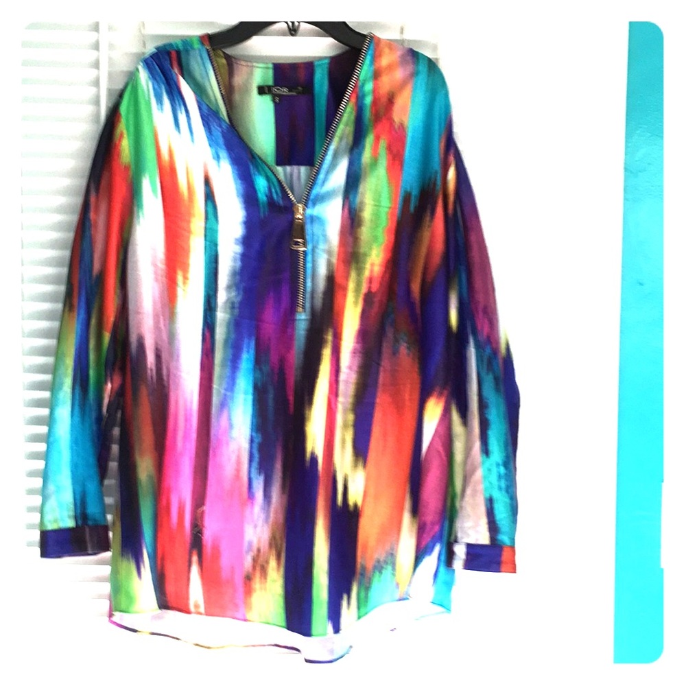 Colorful Silky Long-Sleeves Blouse